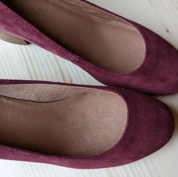 Madewell Block Heel Dress Shoes in Burgundy Wine suede leather - Picture 3 of 5